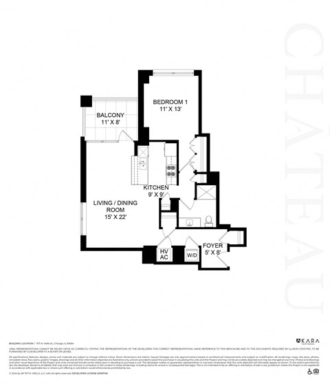 1 bed 1 bath K at Chateau on Wells, Chicago, 60654